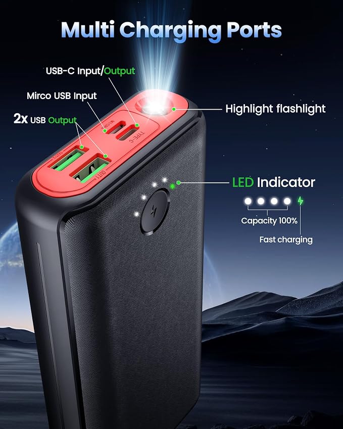 Portable Charger Power Bank 40000mah, USB C Fast Charging 22.5W External - Image 4