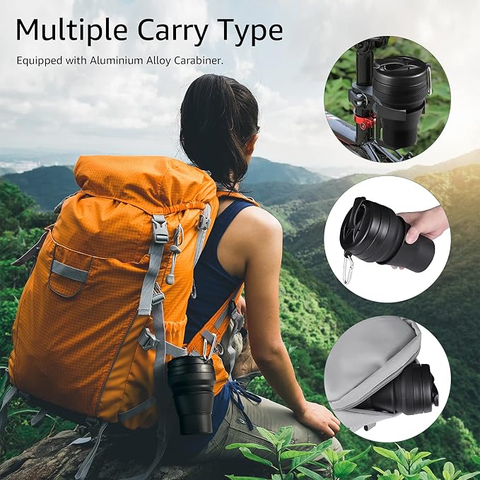 Collapsible Coffee Cup, 20 OZ 600ml Silicone Travel Folding Cup, Leak Proof BPA - Image 5