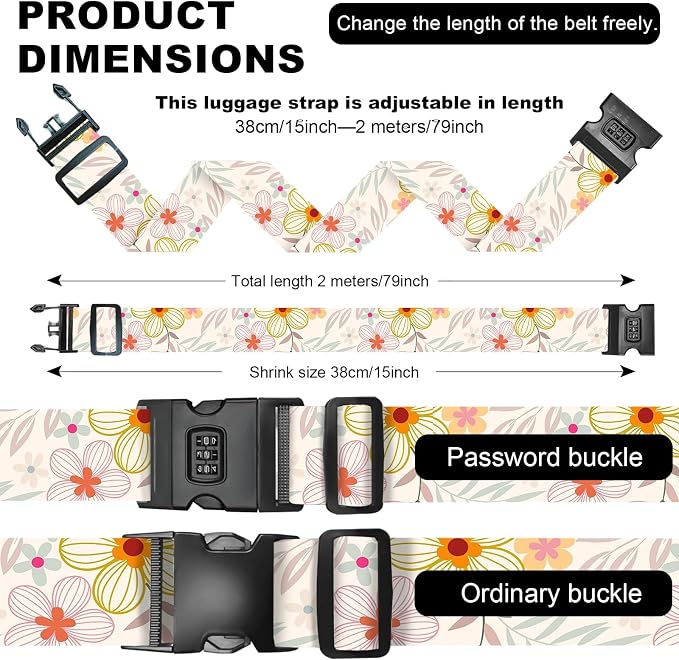 2 Pack Luggage Straps, Adjustable Cute Printing - Image 7