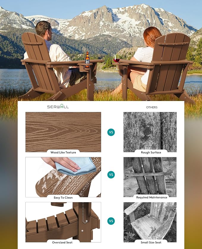 SERWALL Adirondack Chair with Cup Holders - Image 4