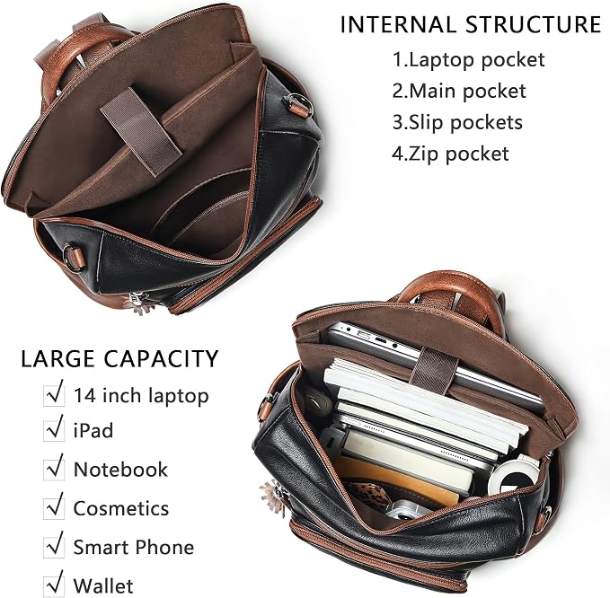 Shrrie Vegan Leather Laptop Backpack - Image 4