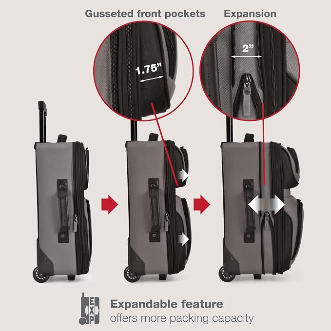 U.S. Traveler Rio Fabric Expandable Carry-on Luggage, Rolling Suitcase - Image 5