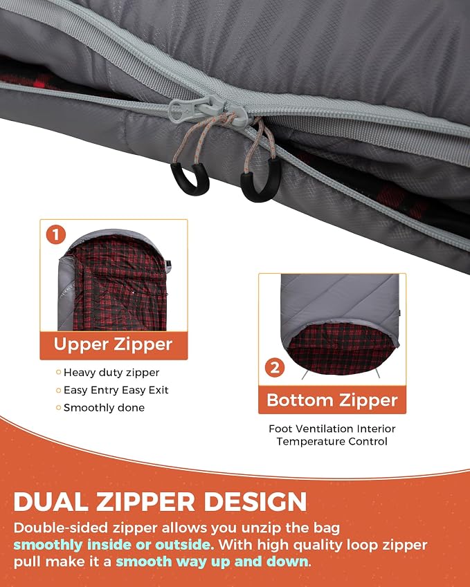 KingCamp Sleeping Bag for Adults, Cold Weather & Warm Extra Wide Big & Tall XL - Image 6