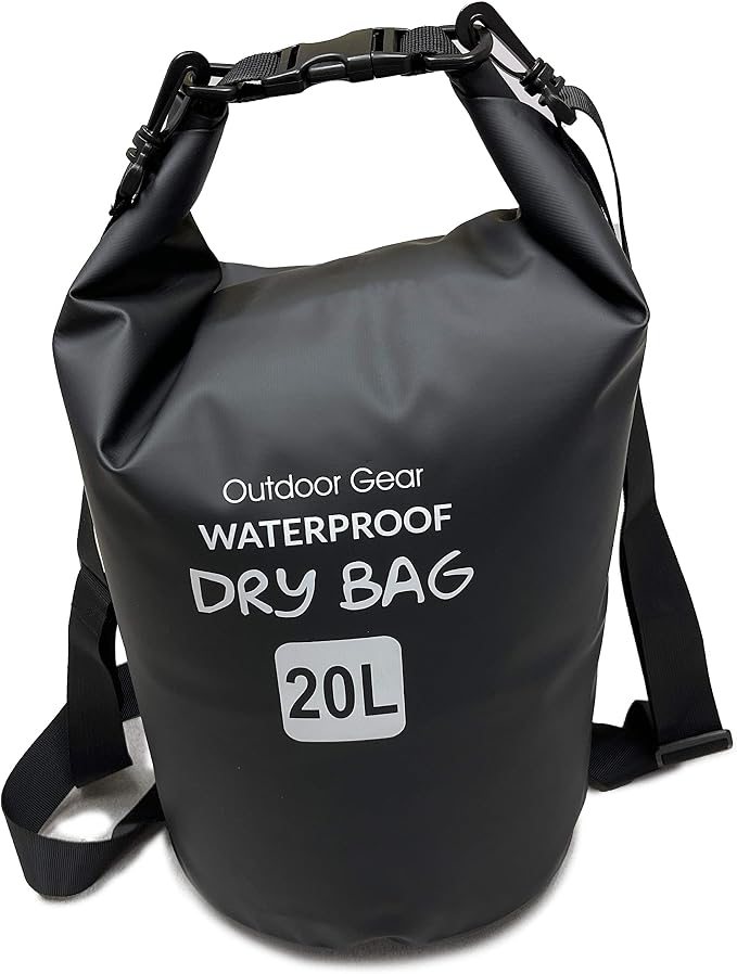 EliteShield Waterproof Dry Bag backpack Roll Top Closure Rafting Boating Black by EliteShield