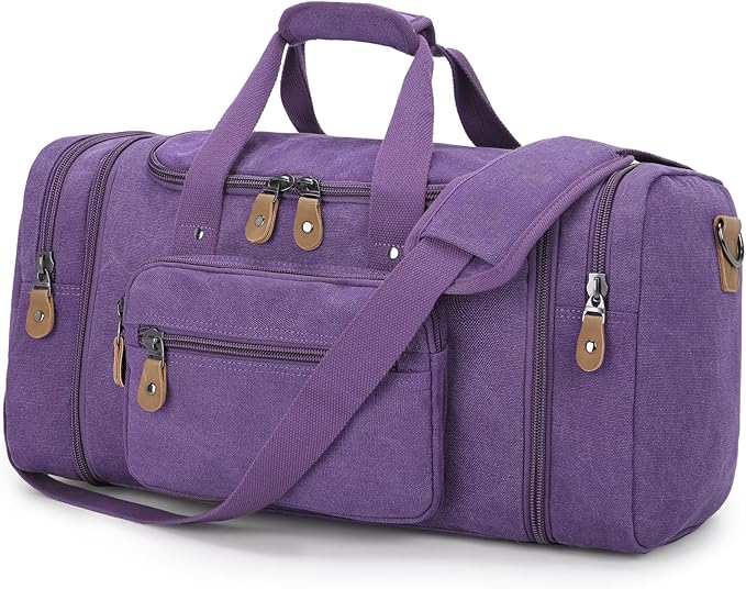 Gonex Canvas Duffle Bag for Travel 50L Expandable Duffel Weekend Overnight Bag by Gonex