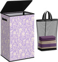 SOLEDI Laundry Hamper with Lid, 90L Tall & Large Floral Laundry Basket by SOLEDI