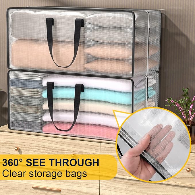 Clear Storage Bags with Zipper, 2 Pack Large Moving Bags Heavy Duty Extra Large - Image 3