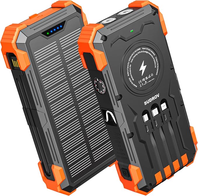 Solar Charger Power Bank, 42800mAh Wireless Portable Charger by Sudrov