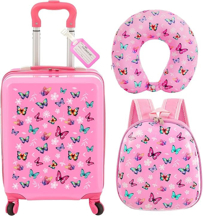 Sanwuta 4 Pcs Kids Luggage Set Kids Backpack Travel Rolling Suitcase by Sanwuta