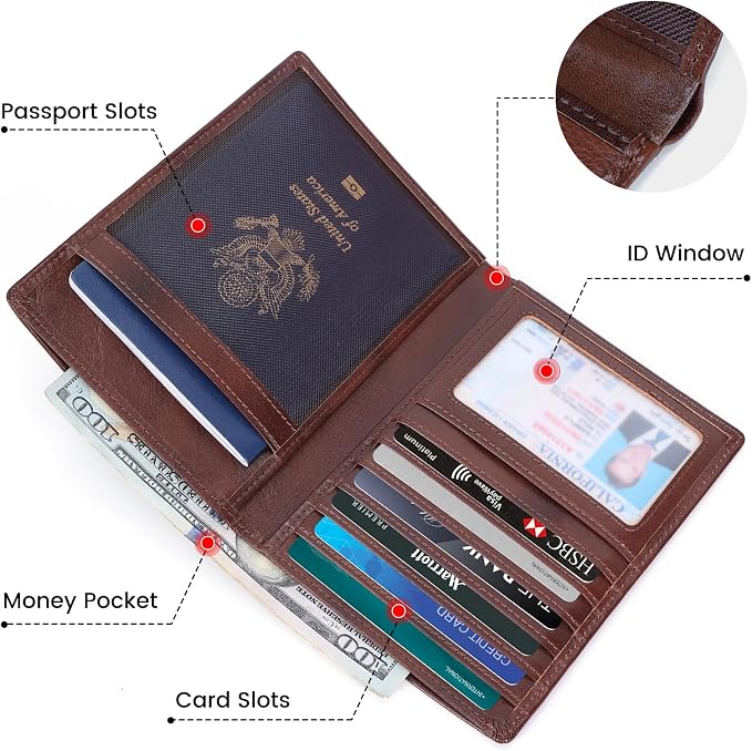 Polare Luxury RFID Blocking Leather Passport Holder Travel Wallet - Image 8