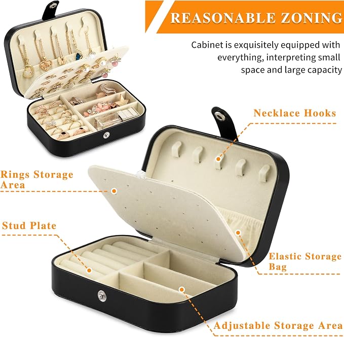 Travel Jewelry Box, PU leather Small Jewelry Organizer - Image 3