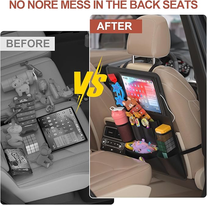Backseat Car Organizer with Touch Screen, Kick Mats Back Seat Protector with 10 - Image 6