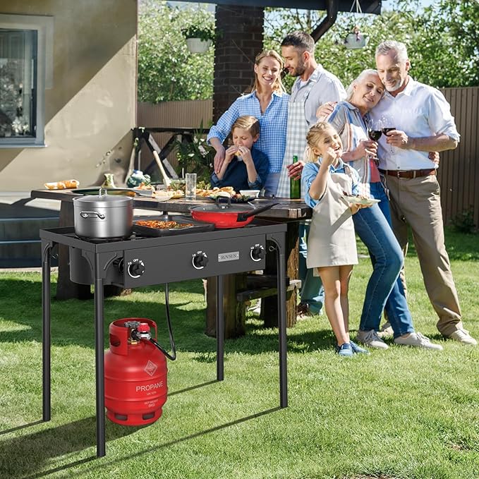 ROVSUN 3 Burner Propane Gas Stove, 000 BTU High Pressure Outdoor Camping Burner - Image 7