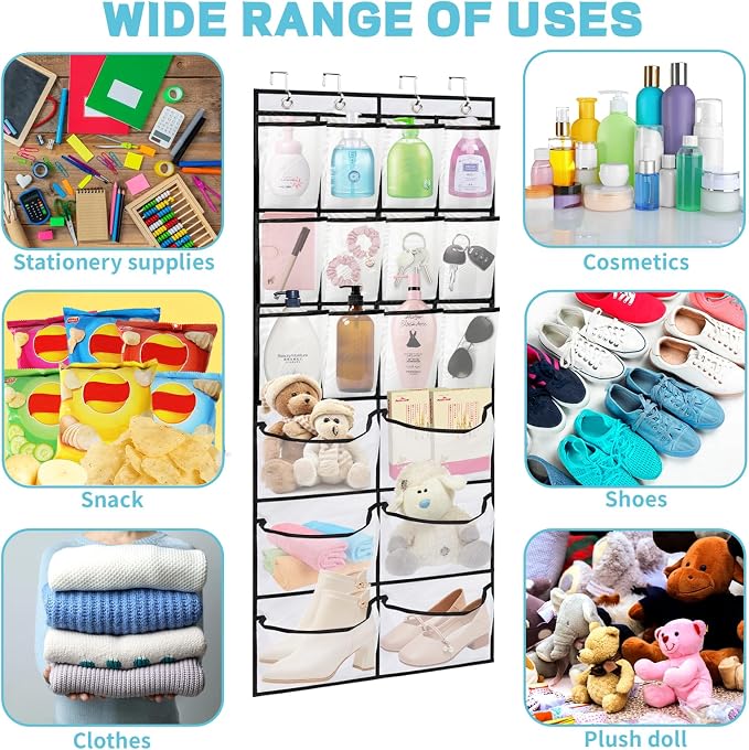 2 Packs Over the Door Shoe Organizer, 36 Large Mesh Pockets Hanging Shoe Boots - Image 4