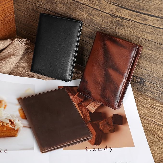Polare Napa Leather Passport Holder RFID Blocking Travel Bifold Wallet Passport - Image 2
