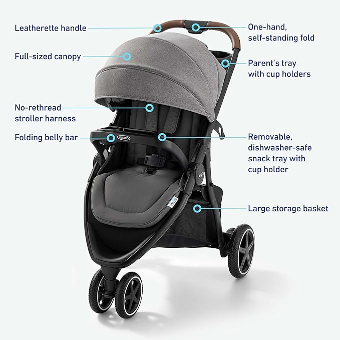 Graco Outpace LX All-Terrain 3-Wheel Baby Stroller, Cohen €” Compatible - Image 6