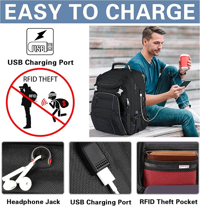 18.4 Inch Laptop Backpack, Extra Large Travel Backpack - Image 4