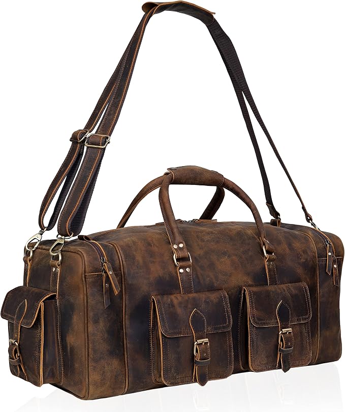 Large duffel bags for men holdall leather travel bag overnight gym sports - Image 5