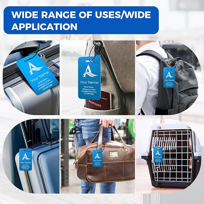 Personalized Luggage Tags, Custom Luggage Tags 4 Pack TSA Approved Double Sided - Image 7
