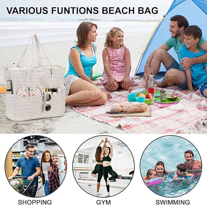 Beach Pool Bags Tote for Women Ladies Large Gym Tote Carry On Bag - Image 5