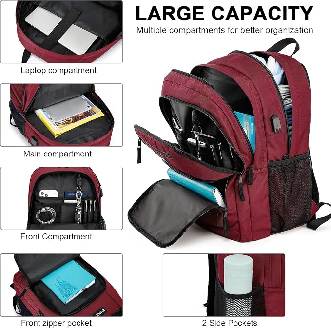 Red Backpack for School, School BackPack for Teens, Boys and Girls, - Image 2