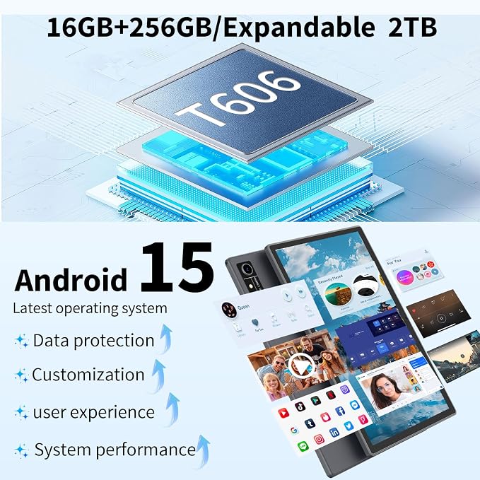 Android 15 Tablet with Keyboard, 16GB（8+8）RAM+256 Storage, 8000mAh Battery - Image 4