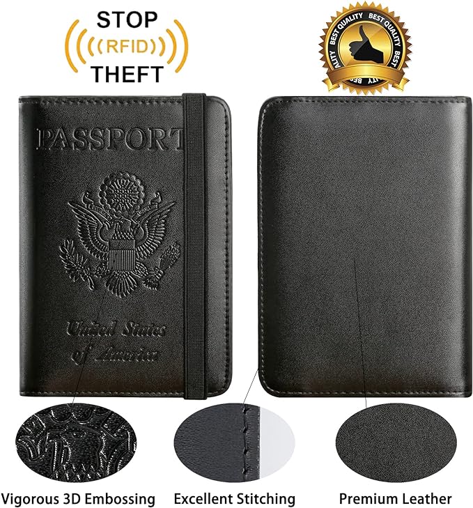Passport Holder Cover Wallet Travel Essentials RFID Blocking Leather Card Case - Image 4