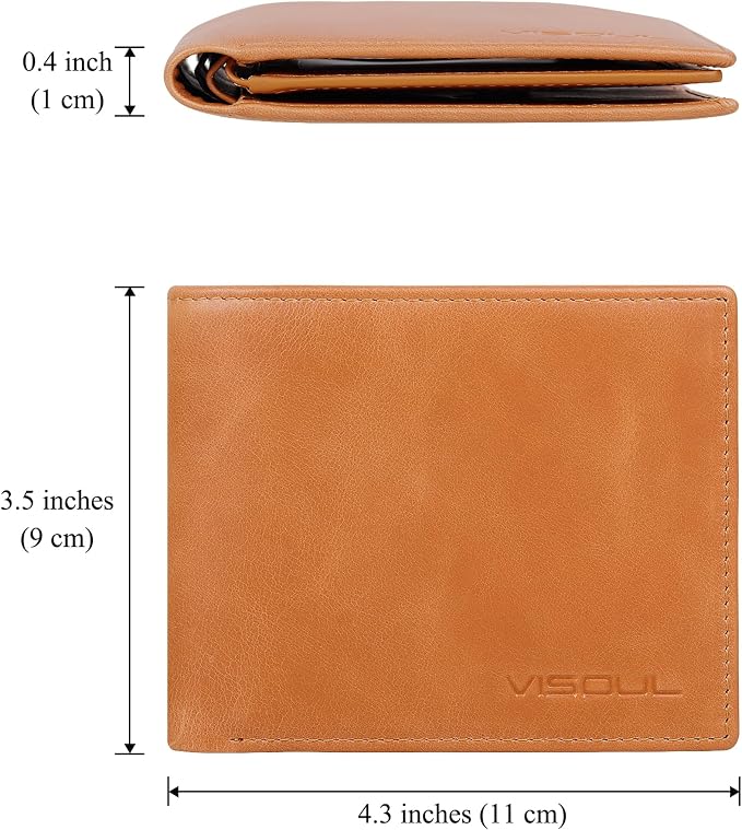 VISOUL Leather Mens Bifold RFID Blocking Wallet - Image 4