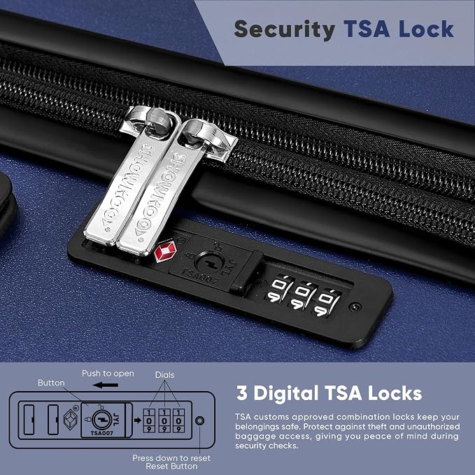 SHOWKOO Luggage Sets 3 Piece 100% PC Ultra Tough Hardside Expandable Suitcases - Image 7