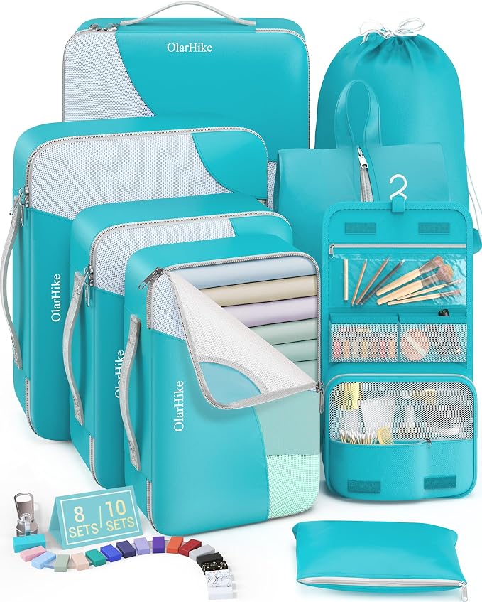 8 Set Packing Cubes for Travel, Gifts for Women Mom, Anti-Tearing Suitcase by OlarHike