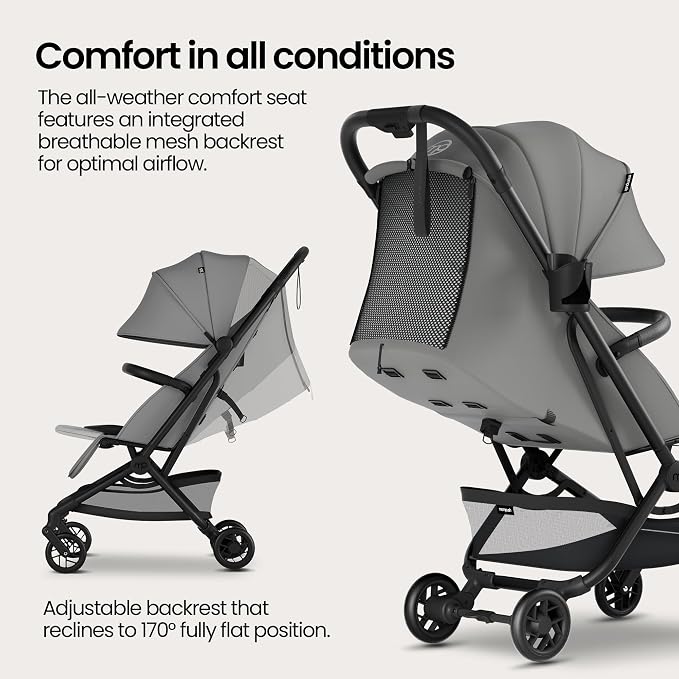 Mompush Velo Lightweight Travel Stroller – One-Hand Fold, Ultra-Compact & - Image 8