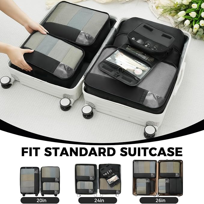 BAGAIL 9 Set Packing Cubes Luggage Packing Organizers - Image 7