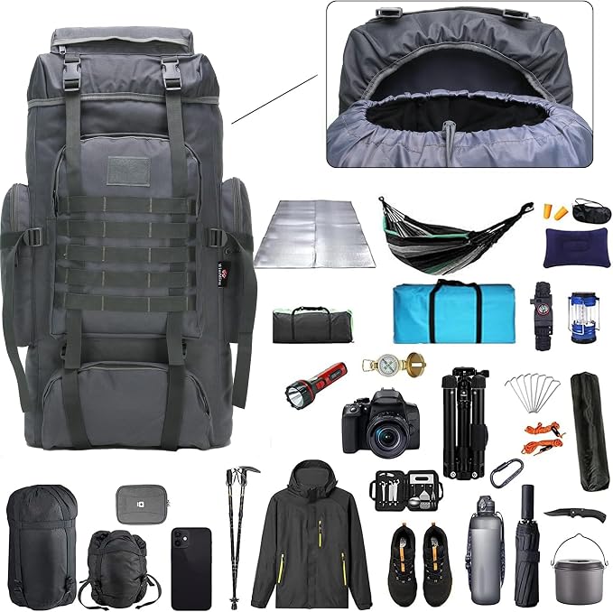 Hiking Backpack for Men 70L/100L Camping Backpack Military Rucksack Molle 3 - Image 2