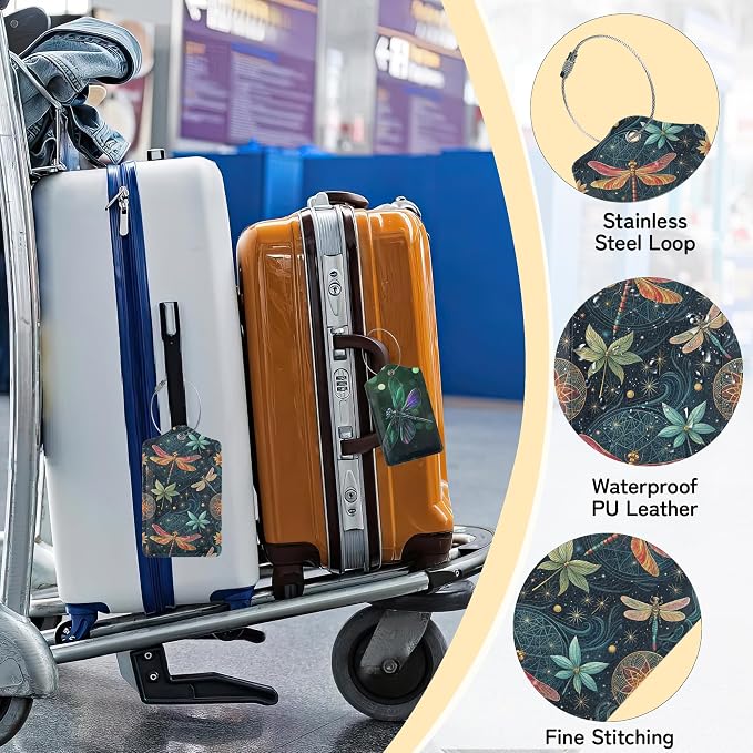3 PCS Dragonfly Luggage Tags, Fantasy Dragonfly Suitcase Tags Privacy Cover ID - Image 5