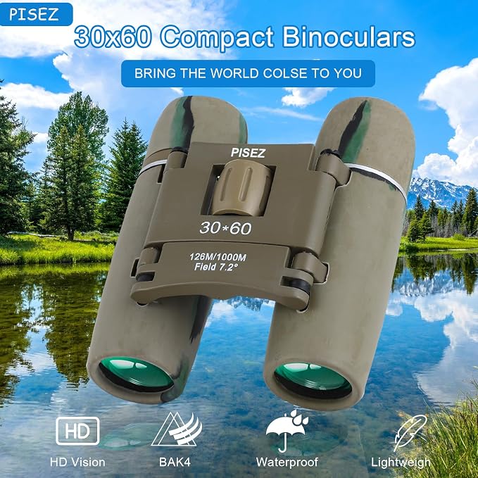 PISEZ 30X60 Compact Binoculars for Adults and Kids，Lightweight Foldable Easy - Image 6