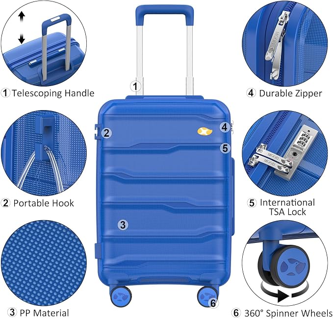28 Inch Luggage with Spinner Wheels, Large Hard Shell Suitcase, Lightweight PP - Image 5