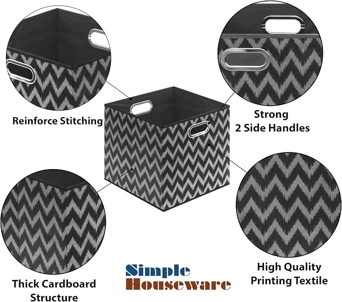 SIMPLE HOUSEWARE 13-Inch Collapsible Fabric Cube Storage Bin - Image 5