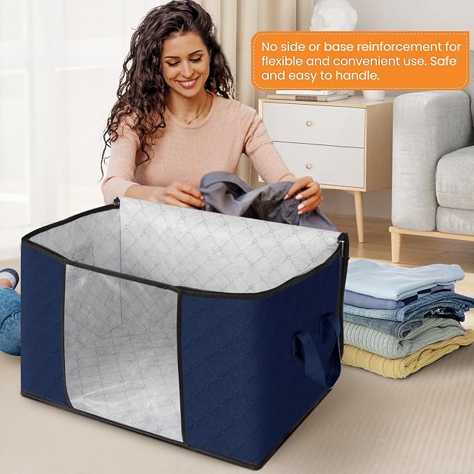 Fab totes 24 Gallons Clothes Storage, Foldable Thick Fabric Blanket Storage Bags - Image 3