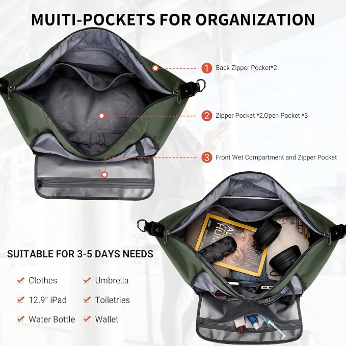 WITZMAN Travel Duffle Bags for Men Weekender Bags - Image 3