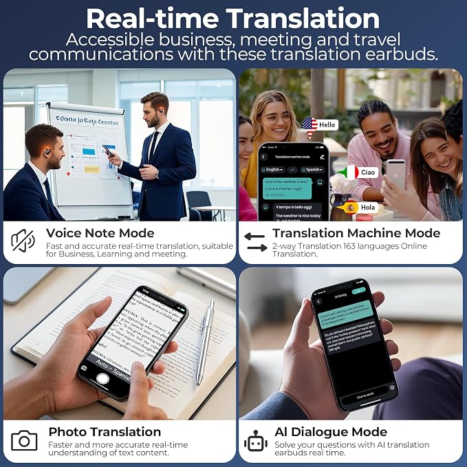 AI Translation Earbuds Real Time 80H Playtime 164 Languages Translator Ear Buds - Image 5