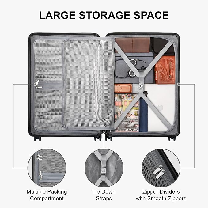 LEVEL8 Elegance Checked Luggage, 24 Inch Hardside Suitcase, Lightweight Matte - Image 7