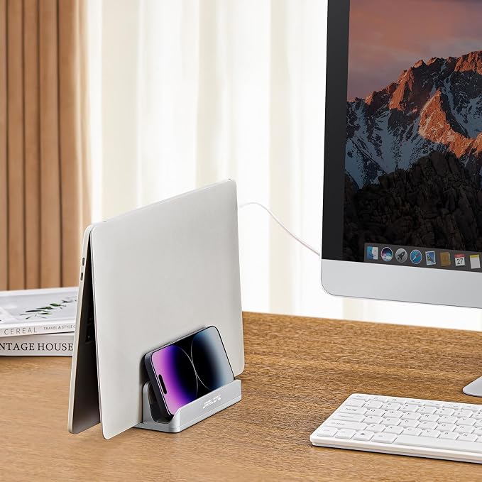 JARLINK 4-in-1 Adjustable Vertical Laptop Stand Holder, Aluminum Dual Slots - Image 5