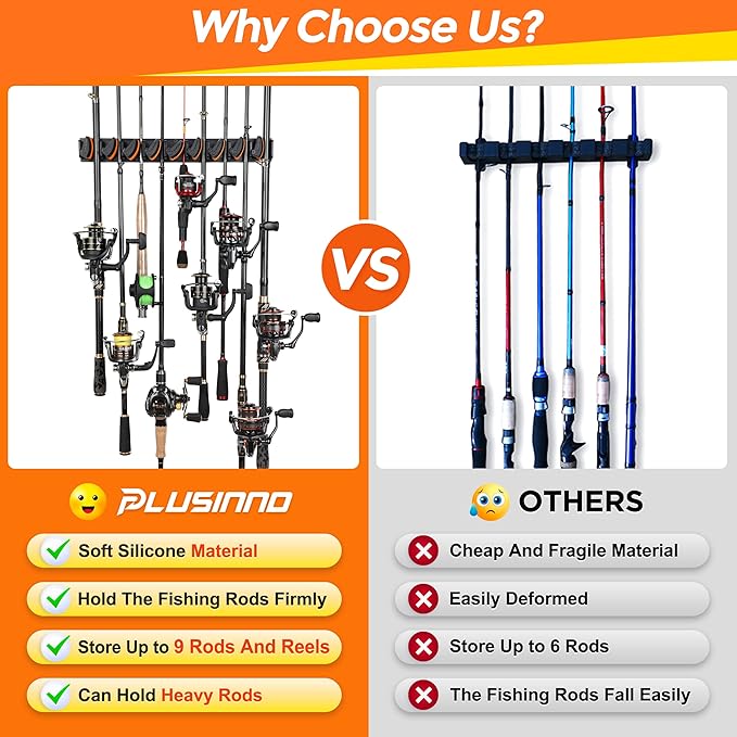 PLUSINNO V9 Vertical Fishing Rod Holders, 2 Packs Wall Mounted Fishing Pole - Image 5