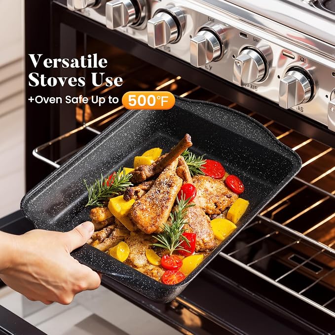 Kitchen Academy Induction Cookware Set-17 Piece Non-stick Cooking Pan Set - Image 5