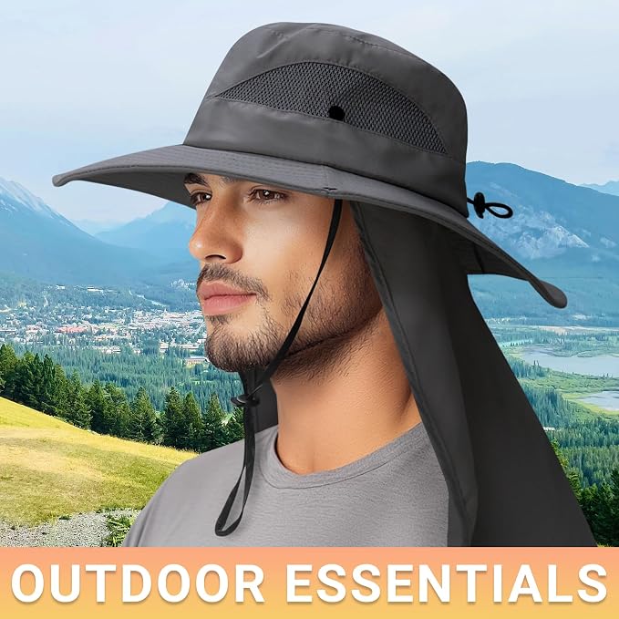 PFFY Sun Bucket Hats for Men Women 3” Wide Brim UPF 50+ Fishing & Beach Hat - Image 3