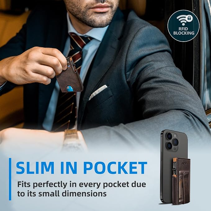Wallet for Men with Money Clip Coins Pocket ID Window Gift Boxed, Slim Smart - Image 8