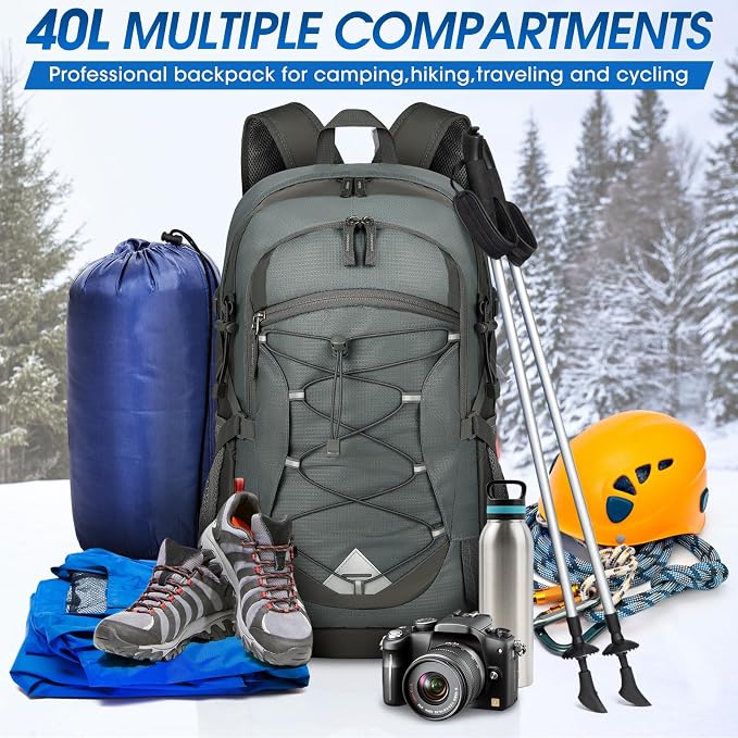 IGOLUMON Hiking Backpack 40L Packable Lightweight Camping Backpack Men Women - Image 8
