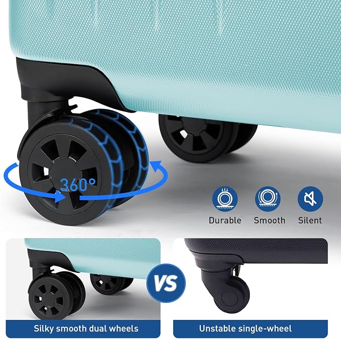 KYME Suitcase Hardshell With Double Spinner Wheels, PC+ABS TSA Lock Travel - Image 7