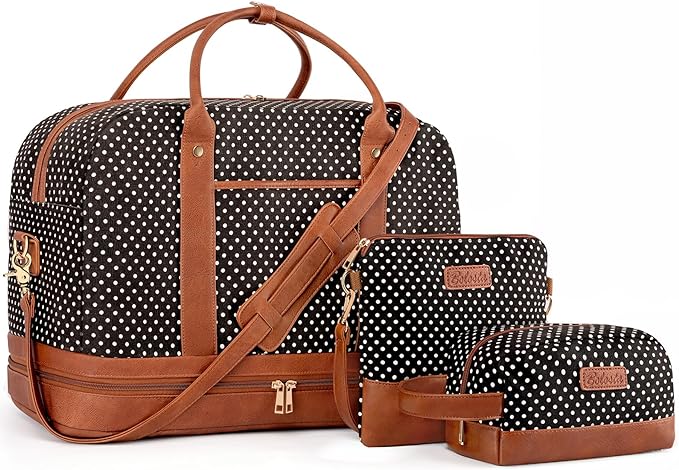 Weekender Bag for Women Canvas Overnight Bag Large Travel Tote Bag Carry on by BOLOSTA