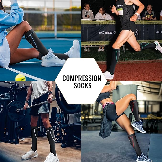 Compression Socks for Women Men Circulation Knee High 8 Pairs for Nurses - Image 6